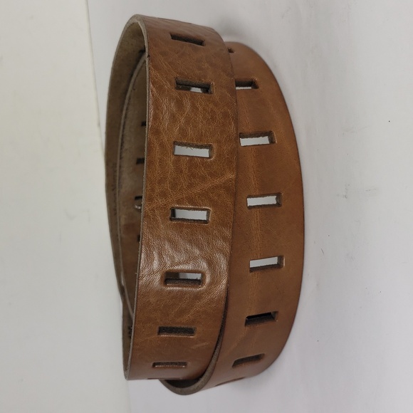 MAISON MARTIN MARGIELA TAN LEATHER CUT OUT DETAIL BELT NUMERIC SILVER BUCKLE 105 - Picture 4 of 15